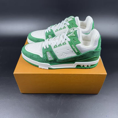 Trainer Green Monogram Denim White