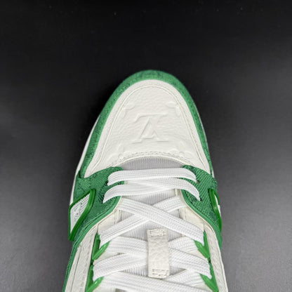 Trainer Green Monogram Denim White