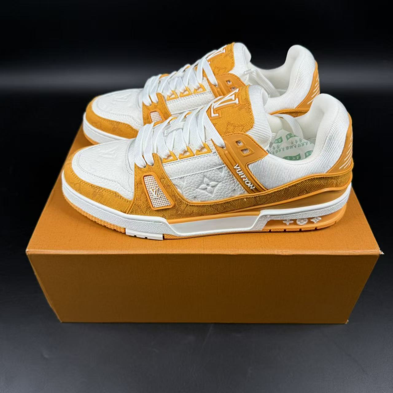 Trainer Yellow Monogram Denim White