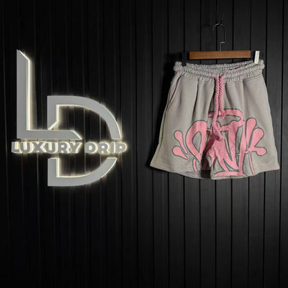 SYNA WORLD LOGO T-SHIRT – SHORT SET – GREY/PINK
